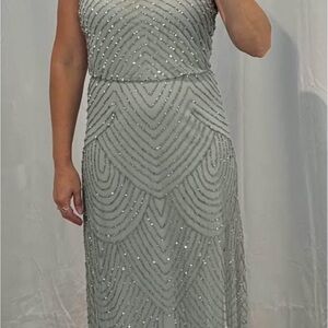 Elegant Gray Beaded Women's Dress